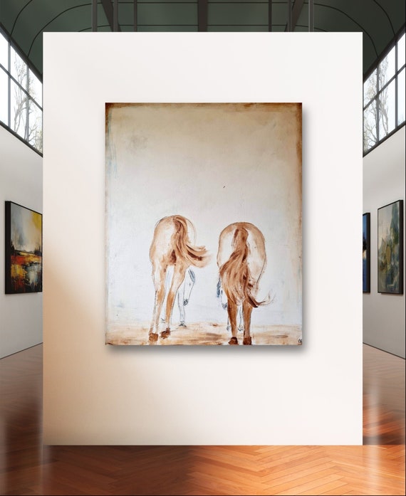 large horse painting / parental care / xxl / modern art - commissioned painting abstract