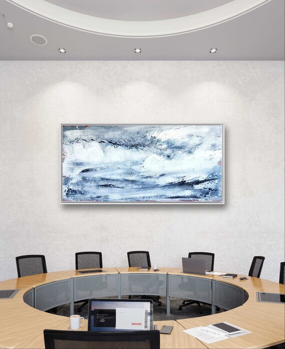 A blue picture - commissioned painting - morning dew on a large format - commissioned painting abstract