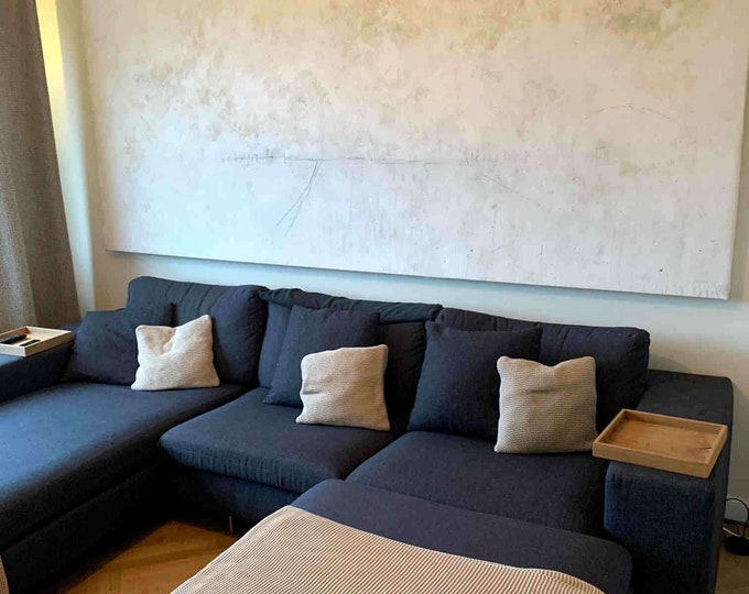 Painting in white and beige - A unique work of art for your wall - Commissioned abstract painting