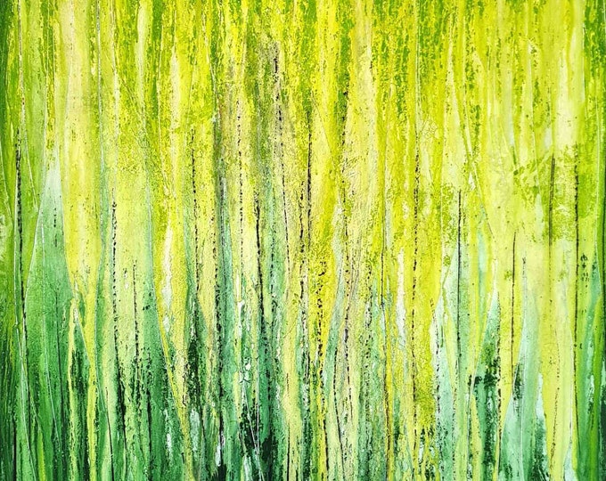 True Colors: Green abstract painting full of energy and connection to nature - commissioned abstract painting