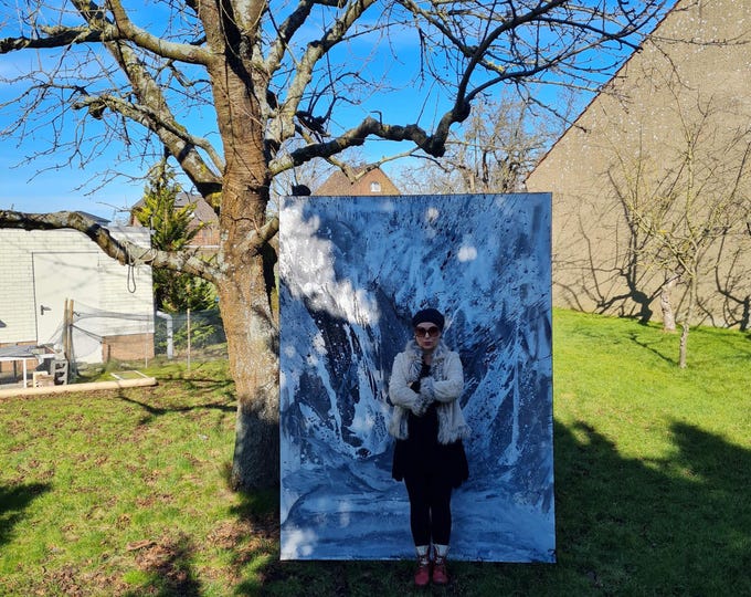 The foam, black and white image, XXL commissioned painting, abstract