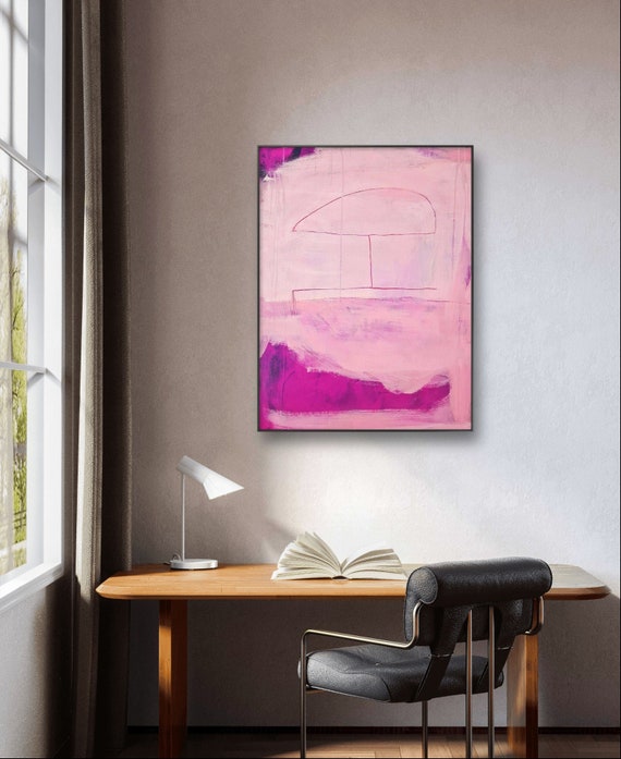 Abstract painting in pink - Modern art for your living space - Commissioned abstract painting