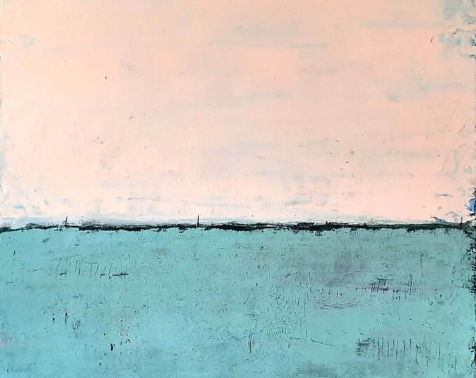 Custom commissioned painting: Abstract landscape in turquoise - commissioned abstract painting