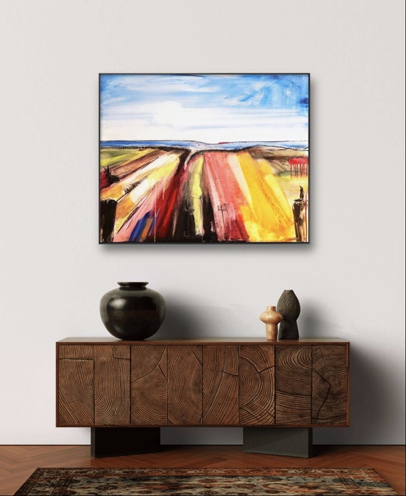 Abstract commission painting art: A unique piece inspired by a favorite spot on the beach - Commissioned abstract painting