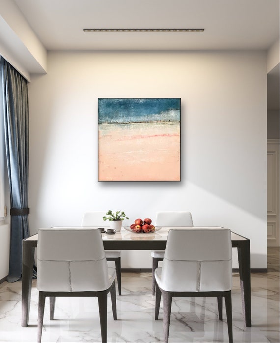Lightness in blue and pink: Artwork for a pleasant atmosphere - Commissioned abstract painting