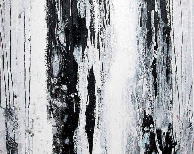 Black and white image - The beauty and magic of rain in an abstract painting - Commissioned abstract painting