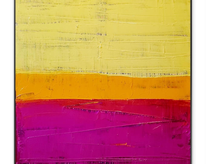 Original painting - "Sun-Kissed" - Abstract landscape painting Yellow Orange Red - Modern wall art Hand-painted unique piece