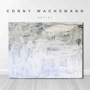 Pictures in white, abstract - Dandelion 140 x 140 cm - Commissioned abstract painting