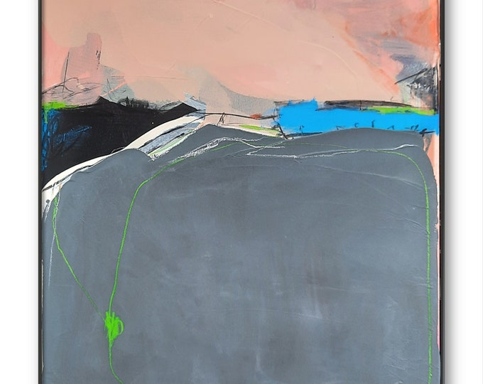 Grey meets apricot - An abstract landscape composition - Commissioned abstract painting