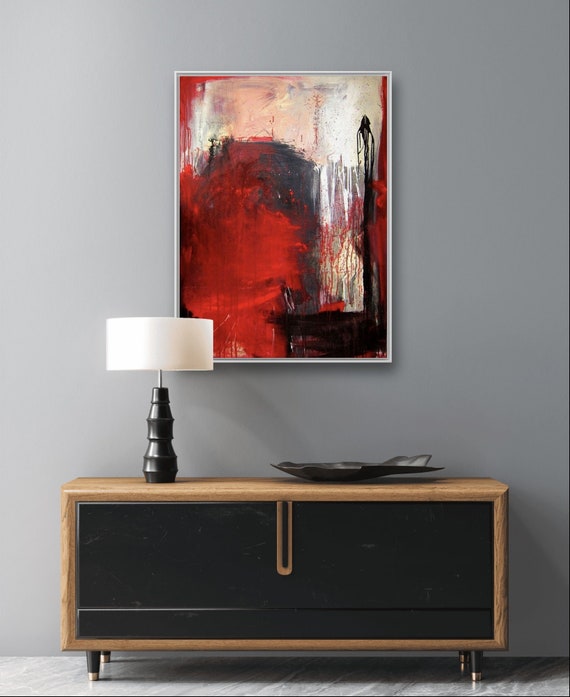 Abstract commission painting in black and red - A cry for love (song by Die Ärzte) - Commissioned abstract painting
