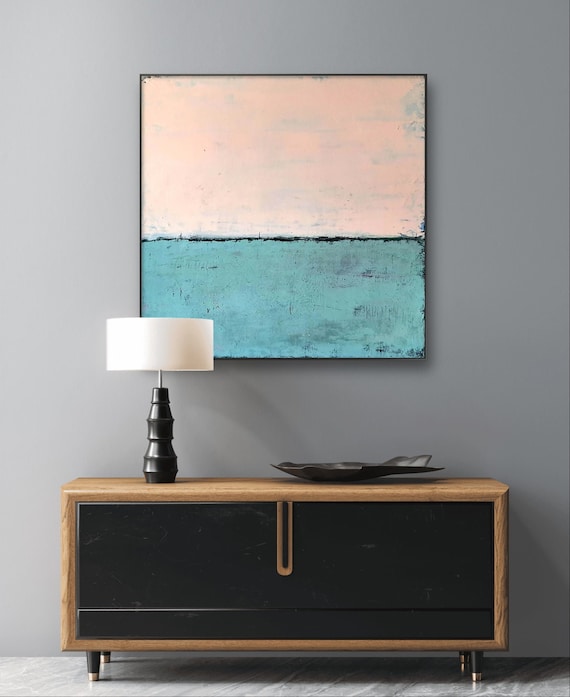 Individual commissioned painting: Abstract landscape in turquoise - commissioned painting abstract