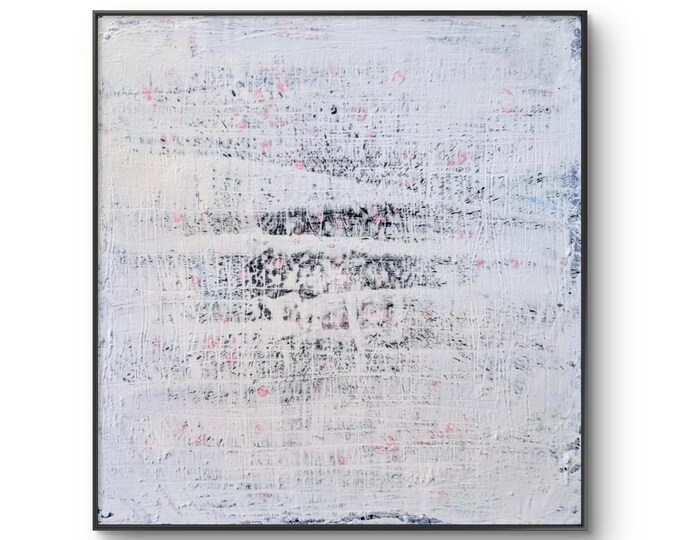 Original painting 60x60 - "Blue Hour" - Hand-painted abstract unique piece White Blue - Modern wall art textured art