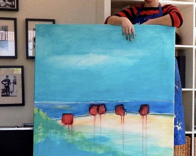 Beach Chair Love - Abstract Art with Maritime Charm - Commissioned Abstract Paintings