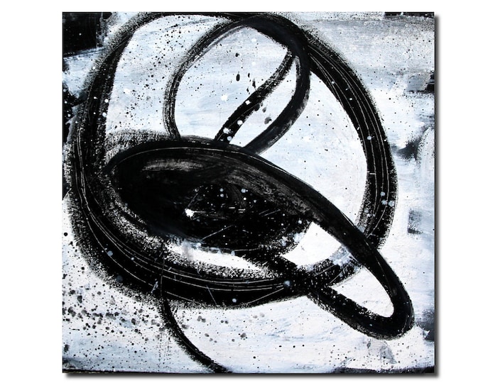 Black and white paintings - Night swimming - commissioned abstract painting