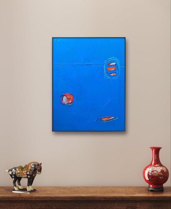 blue pictures / modern minimalist abstract - commissioned painting abstract