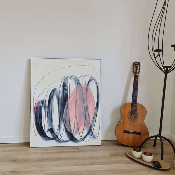Pictures modern abstract beige pink - Mittendrin 3 - Commissioned abstract painting