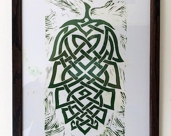 Hops art print, hops, Celtic knotwork, Celtic art print, beer lover gift, home brewer gift, pub decor, Irish pub, Viking art, brewery decor