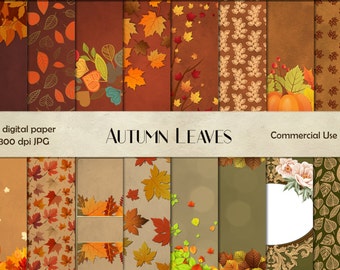 Digital Paper Autumn leaves - digital paper leaves, autumn scrapbook, autumn background, scrapbook digital paper, digital paper CU, scrap cu