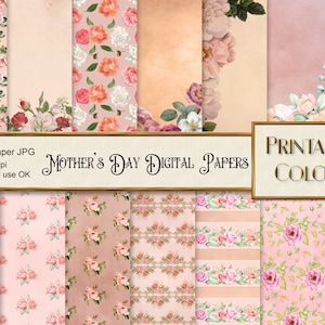 Carta digitale rose per la festa della mamma, scrapbooking e decoupage rose vintage