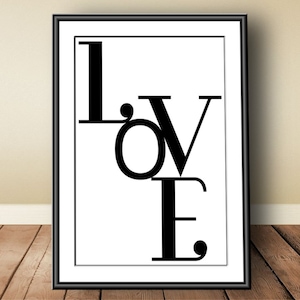 Love, digital download, instant download, printable art, typographic print, Valentine, Scandinavian print, love print, love poster image 1