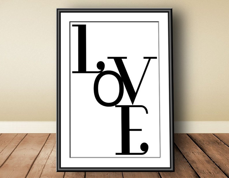 Love, digital download, instant download, printable art, typographic print, Valentine, Scandinavian print, love print, love poster image 1