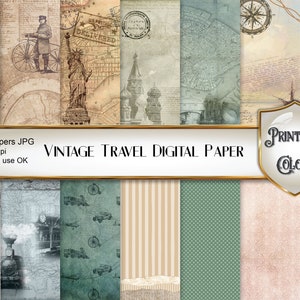 Digital paper viaggi vintage per scrapbooking e decoupage