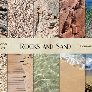 Carta digitale spiaggia - sfondo sabbia -  digital download - sfondo rocce - scrapbook spiaggia - scrapbook mare - digital texture spiaggia