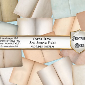 Junk Journal vintage neutral pages printables for scrapbooking and decoupage