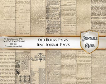 Digital download Old Book Pages, dictionaries and manuals, vintage book backgrounds for scrapbooking and decoupage