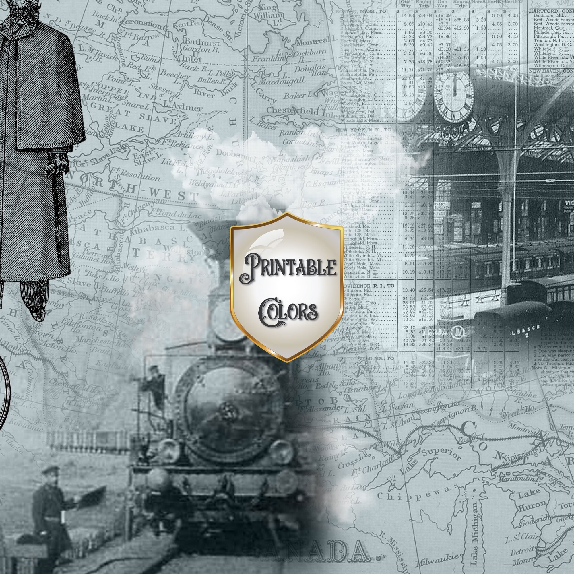 Digital paper vintage travel for scrapbooking and decoupage | Etsy