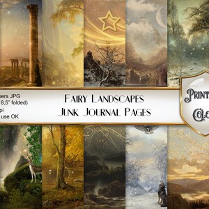 Carta digitale paesaggi da fiaba - digital download - sfondi per scrapbooking fate e luci magiche