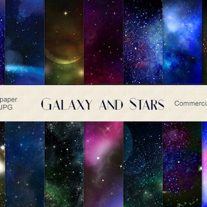 Galassia carta digitale, stelle scrapbook, download istantaneo, cielo stellato sfondo, spazio, nebulosa sfondo, stelle sfondo, scrapbook CU