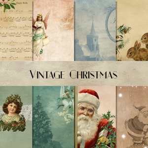 Carta digitale Natale vintage, digital download per scrapbooking e decoupage