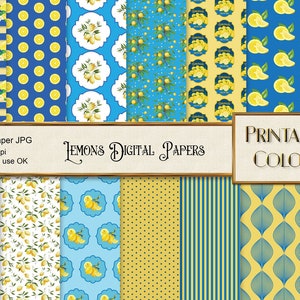Lemons digital paper for scrapbooking and decoupage, lemons backgrounds