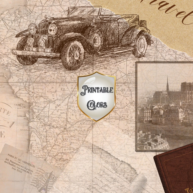 Digital Paper Vintage Travel for Scrapbooking and Decoupage - Etsy