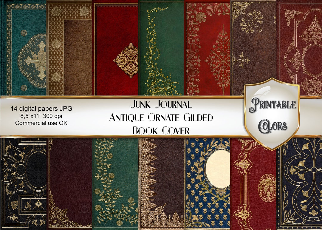 Antique Digital Junk Journal Book Cover Gilded Vintage Book Cover Etsy