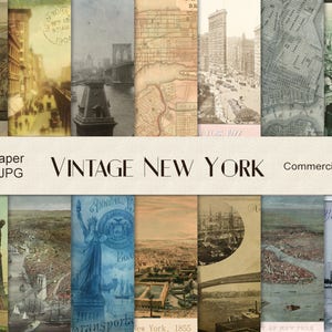 Old New York digitaal papier, vintage kaarten van New York voor scrapbooking en decoupage