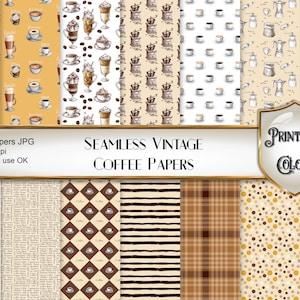 Coffee vintage digital paper for scrapbooking and decoupage. Commercial Use OK