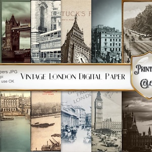 Vecchia Londra digital paper, mappe ed immagini vintage di Londra per scrapbooking e decoupage