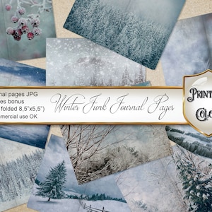 Junk Journal Inverno stampabile, carta digitale vintage Inverno per scrapbooking e decoupage