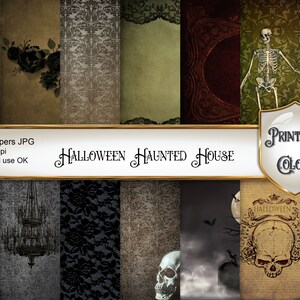 Haunted House Halloween Digital Paper for scrapbooking and decoupage