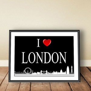 London Print, digital download, instant download, printable art, London, love London, London poster, typographic art print, London skyline