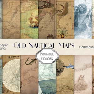 old nautical maps digital paper, vintage NY, nautical maps, vintage maps, nautical background, nautical scrapbook, ship scrap, scrap CU, sea