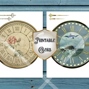Printable Vintage Clocks, Digital Faces and Hands for Scrapbook ...