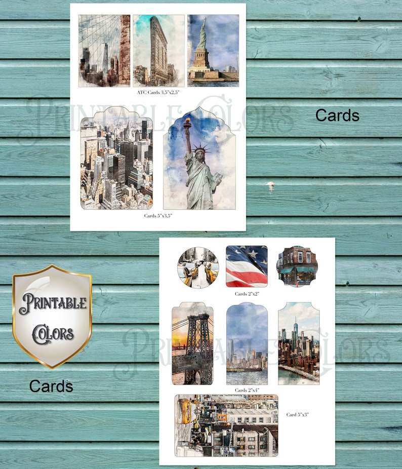 Watercolor New York Journal Ephemera Digital Download NYC Ephemera for