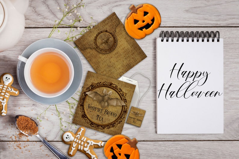 Printable Halloween Tea Bags, DIY Halloween Party Etsy