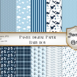Light blue paper baby boy, seamless digital background for scrapbooking and decoupage, nursery, baby shower