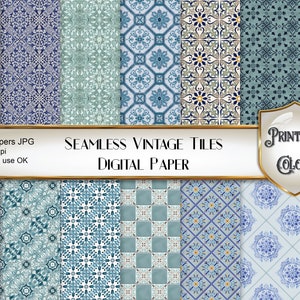 Seamless ancient tiles digital paper for scrapbooking and decoupage. Commercial Use OK