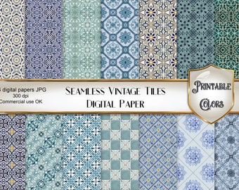 Seamless ancient tiles digital paper for scrapbooking and decoupage. Commercial Use OK