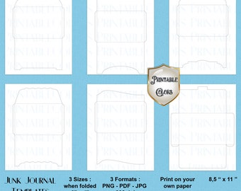 Digital download Journal Envelope templates, 6 printable envelope templates in 3 sizes